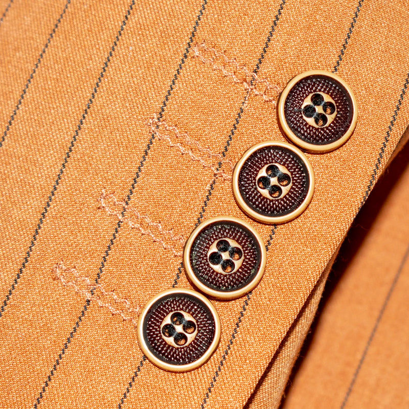  Men's Rust with Black Pinstripe 3-Piece Slim-Fit Suit