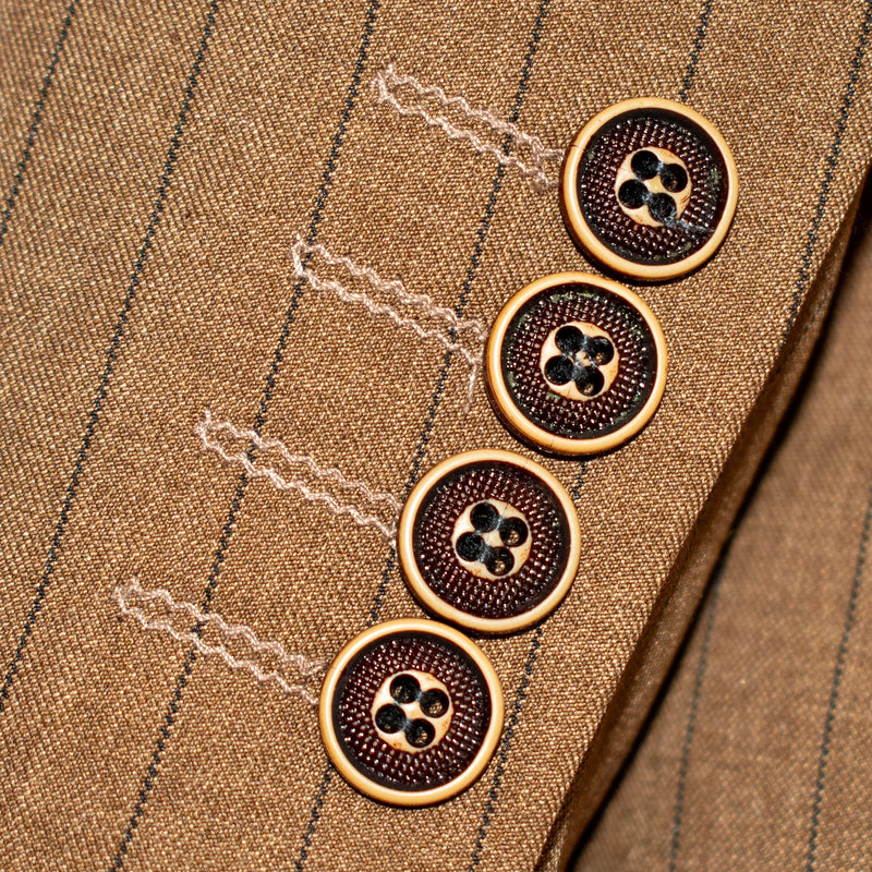 Taupe with Black Pinstripe 3-Piece Slim-Fit Suit