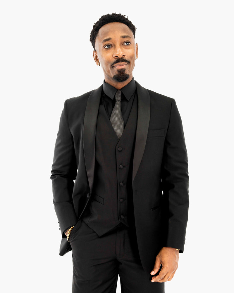 Enzo | Black Tailored-Fit 3-Piece Adjustable Tuxedo