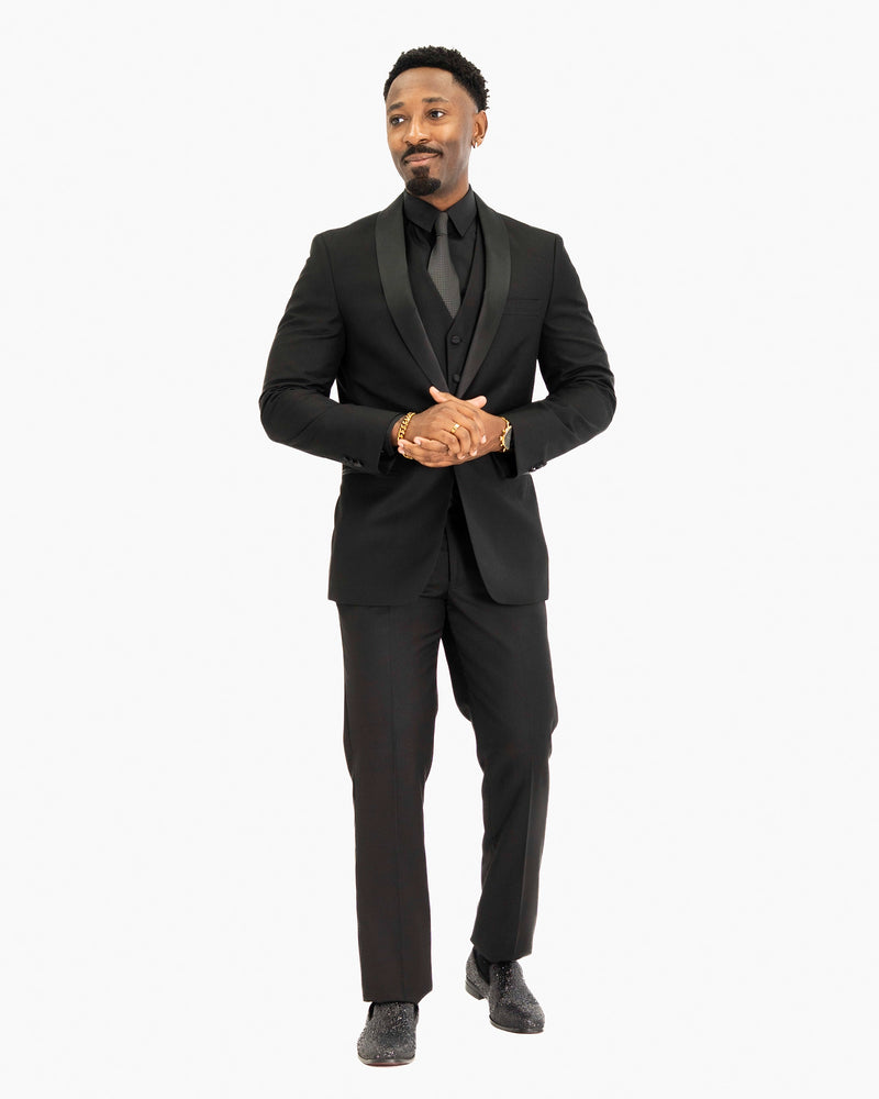 Enzo | Black Tailored-Fit 3-Piece Adjustable Tuxedo