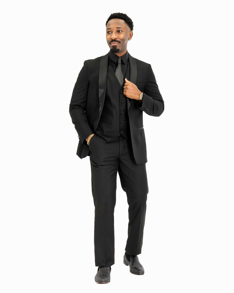 Enzo | Black Tailored-Fit 3-Piece Adjustable Tuxedo