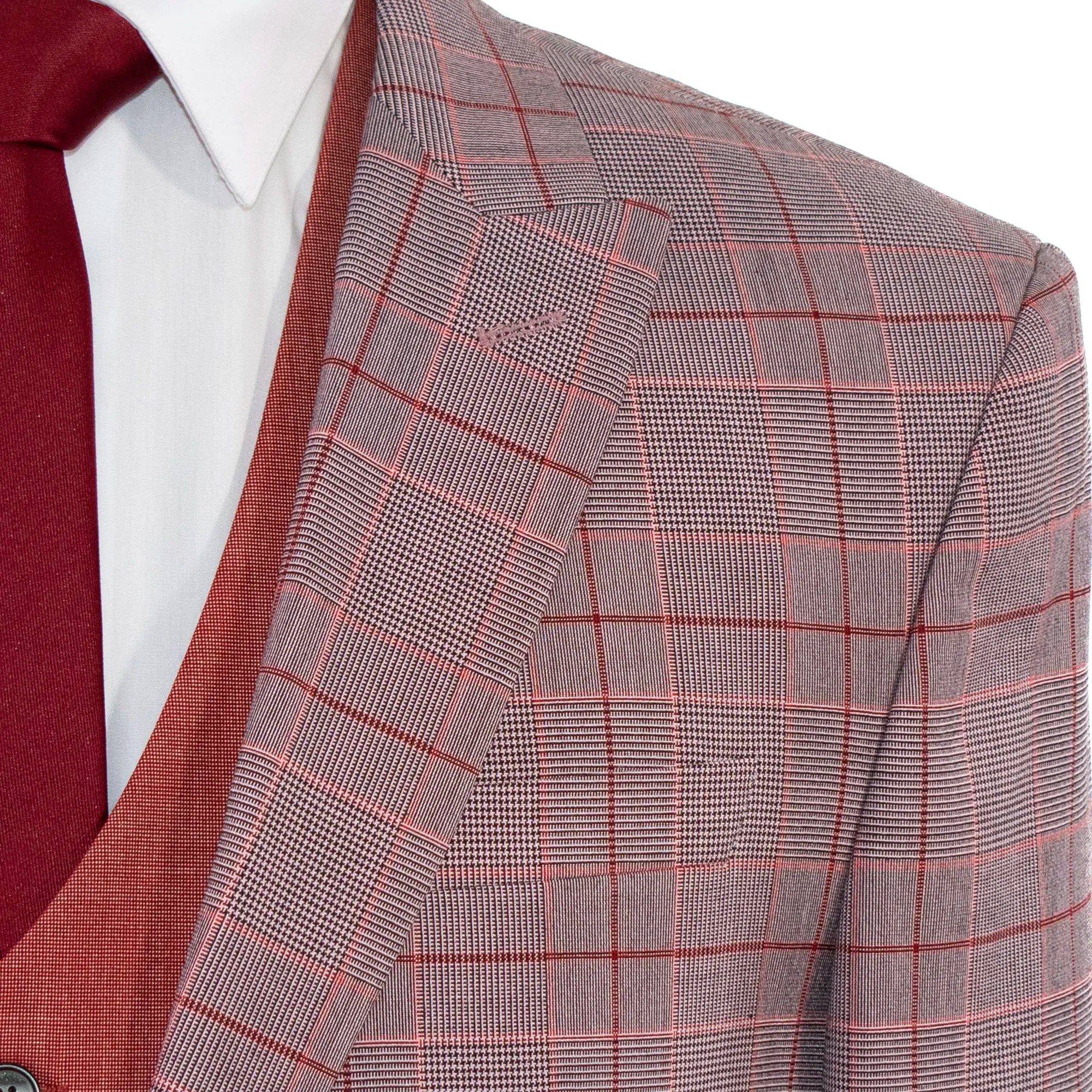 Coral Plaid 3-Piece Tailored-Fit Suit