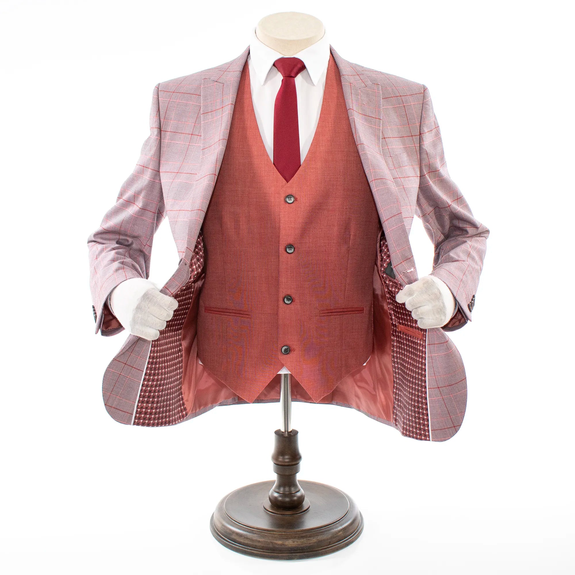 Coral Plaid 3-Piece Tailored-Fit Suit