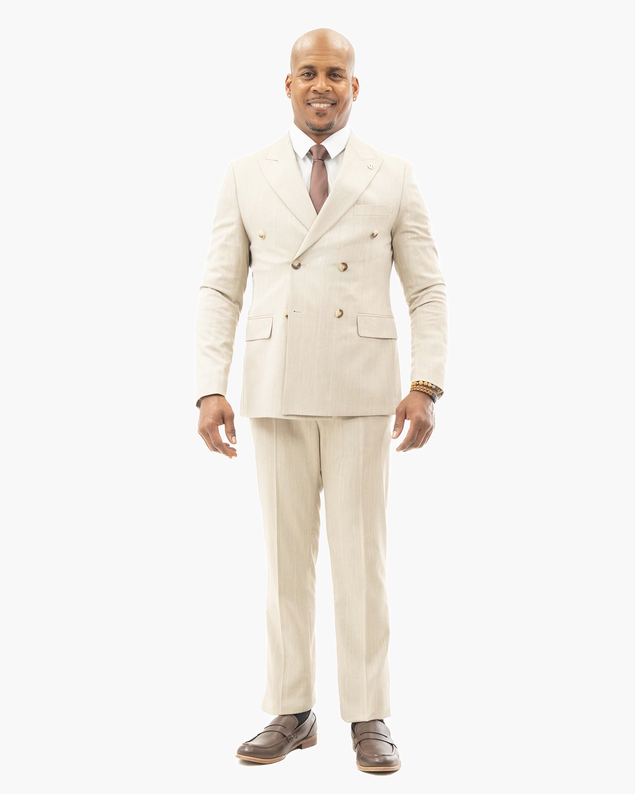 Archer | Pinstriped 2-Piece Double-Breasted Tailored-Fit Suit