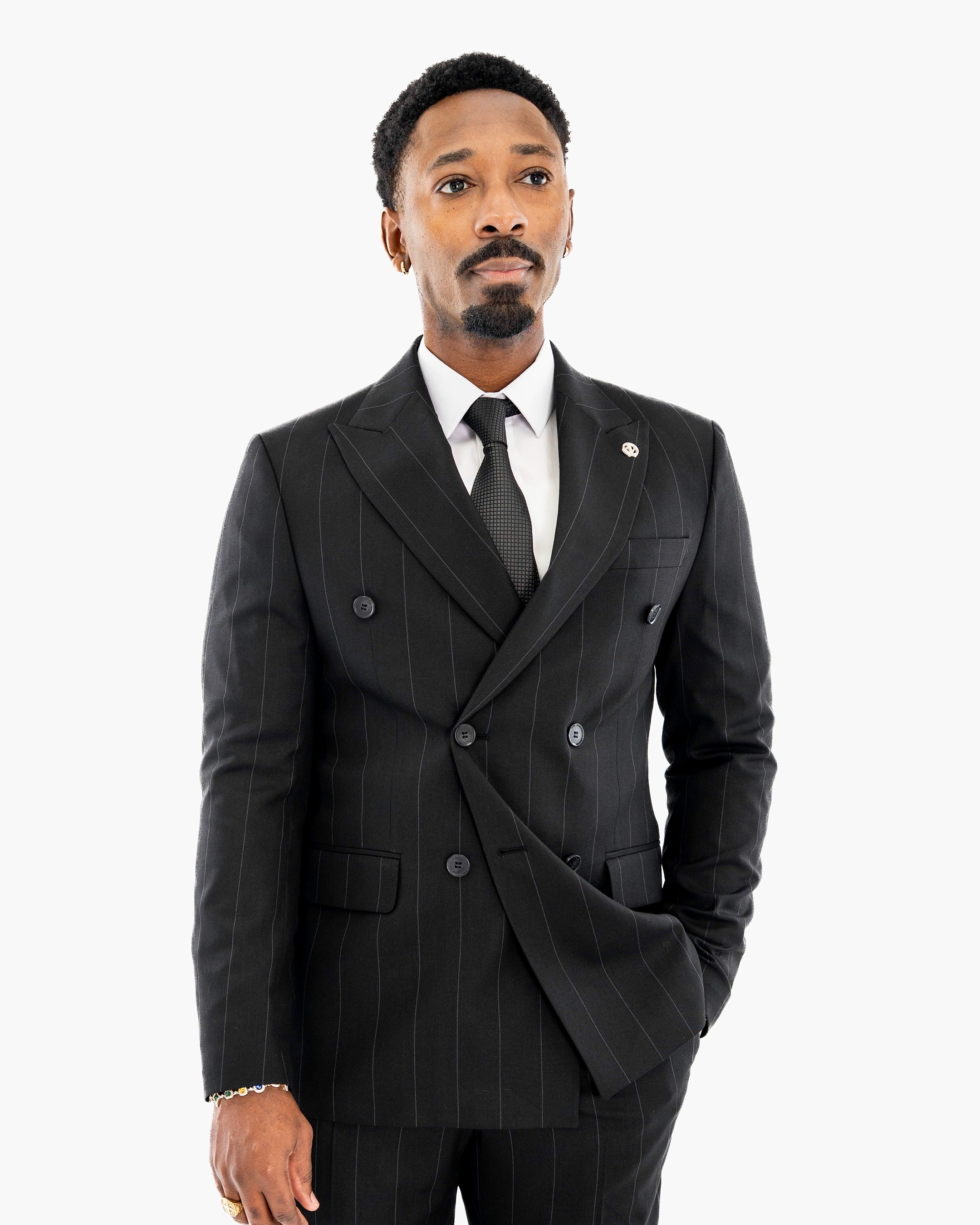 Archer | Pinstriped 2-Piece Double-Breasted Tailored-Fit Suit