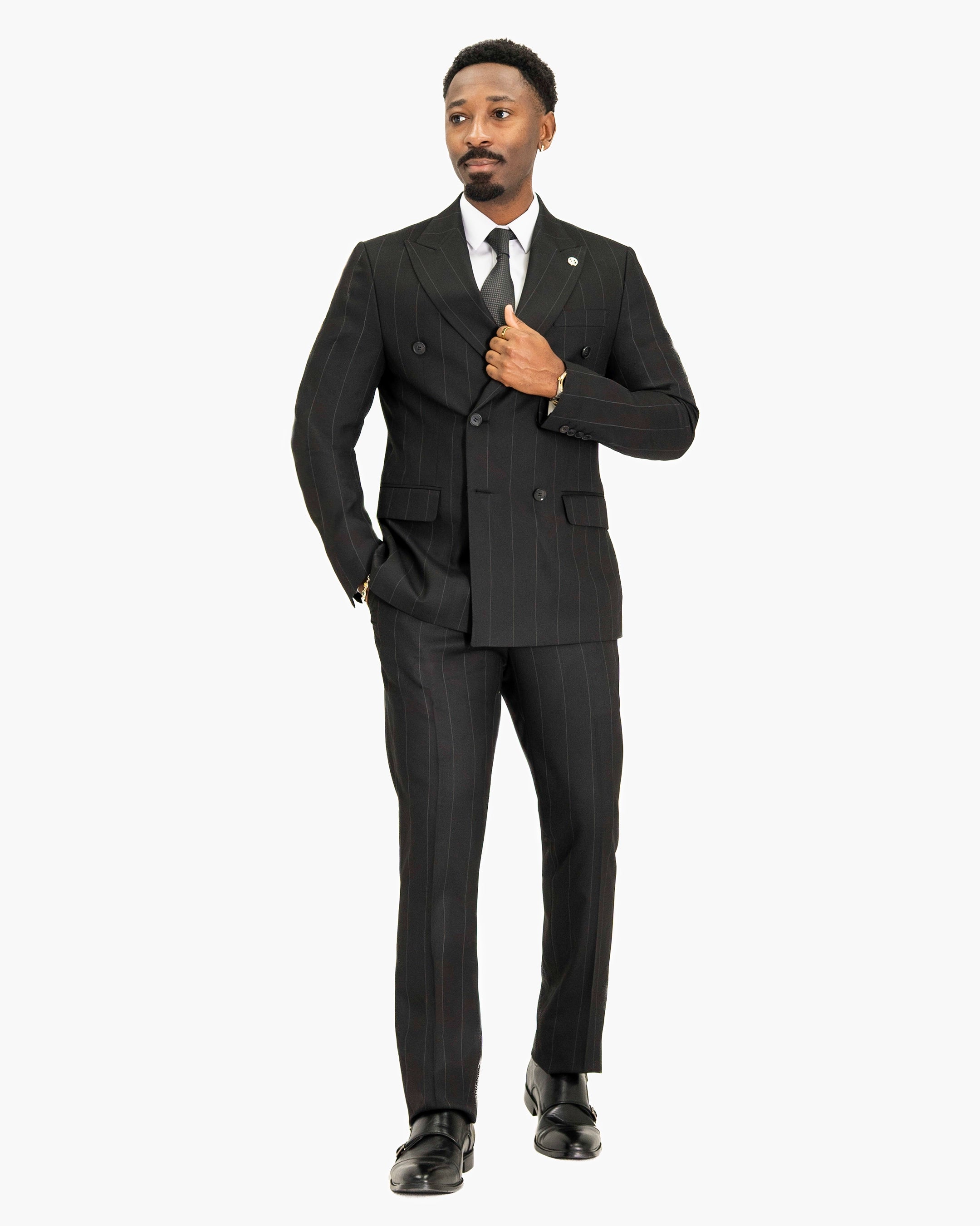 Archer | Pinstriped 2-Piece Double-Breasted Tailored-Fit Suit