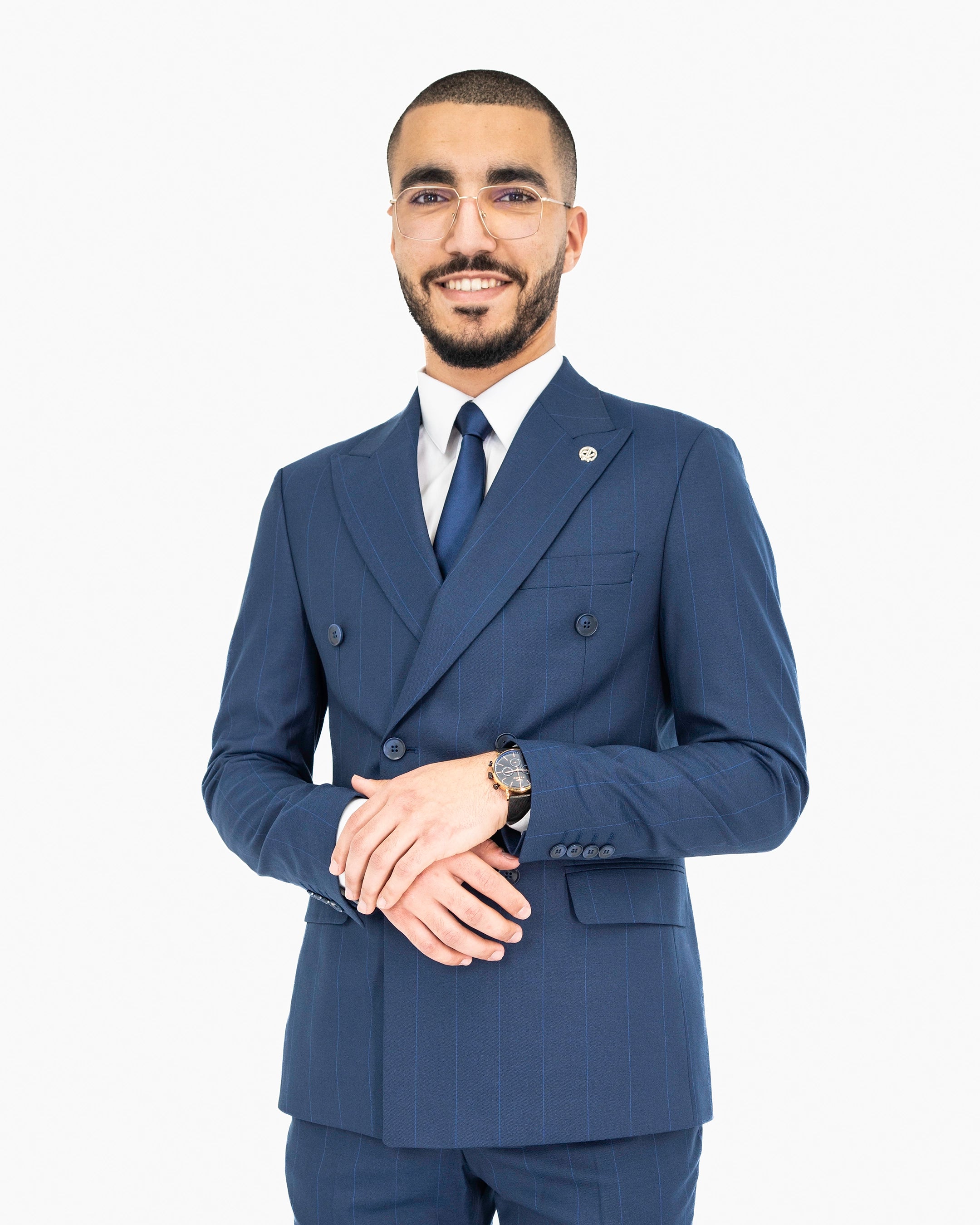 Archer | Pinstriped 2-Piece Double-Breasted Tailored-Fit Suit