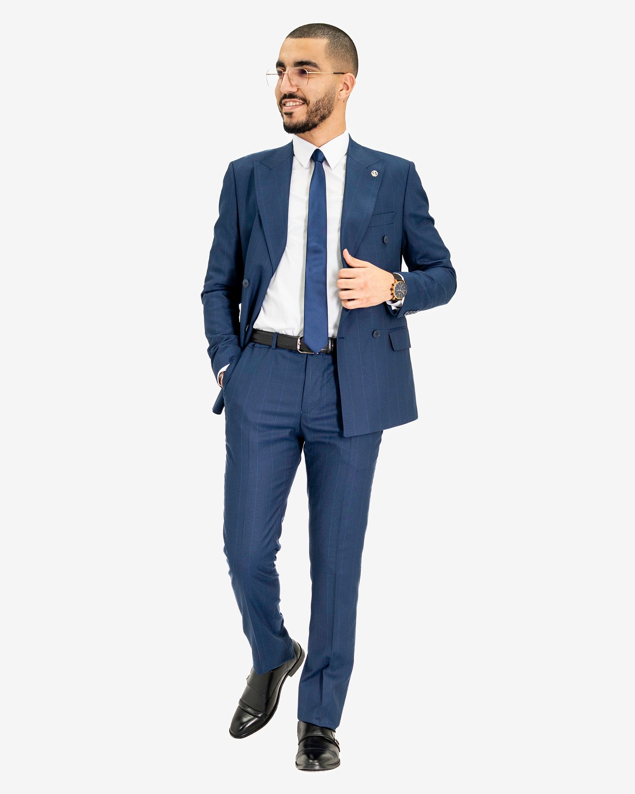 Archer | Pinstriped 2-Piece Double-Breasted Tailored-Fit Suit