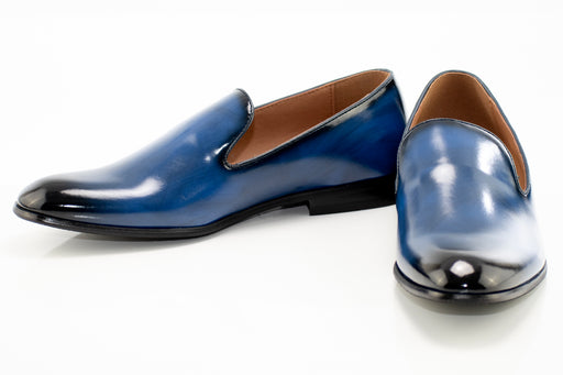 Men's Navy Blue Leather Dress Loafer Shoe