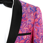 Men's Burgundy Paisley 3-Piece Tuxedo With Satin Lapels
