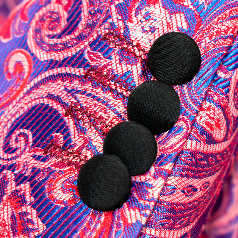 Men's Burgundy Paisley 3-Piece Tuxedo With Satin Lapels