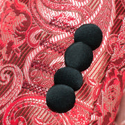 Burgundy Classic Paisley 3-Piece Slim-Fit Tuxedo With Satin Shawl Lapels