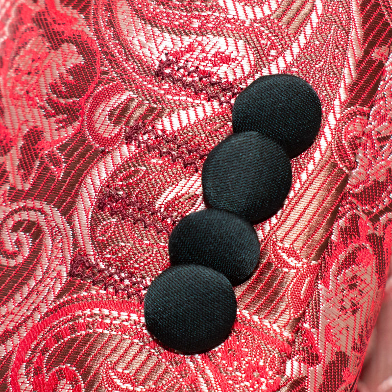 Burgundy Classic Paisley 3-Piece Slim-Fit Tuxedo With Satin Shawl Lapels