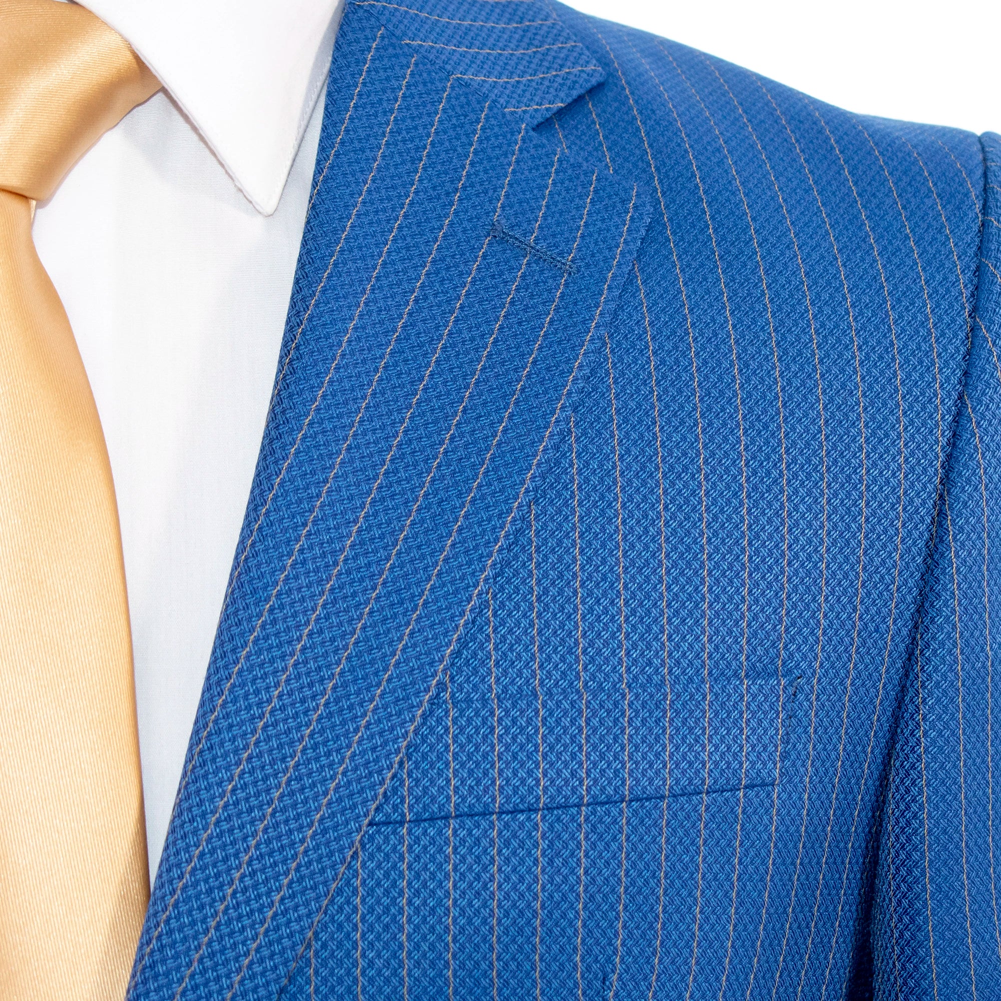 Men's Blue Pinstripe Slim-Fit Suit With Notch Lapels