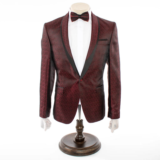 Men's Burgundy Crocodile Alligator Skin Slim-Fit Tuxedo