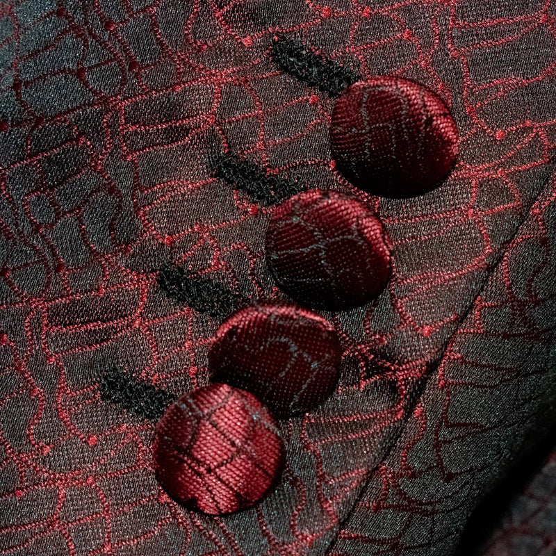 Men's Burgundy Crocodile Alligator Skin Slim-Fit Tuxedo