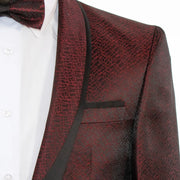 Men's Burgundy Crocodile Alligator Skin Slim-Fit Tuxedo