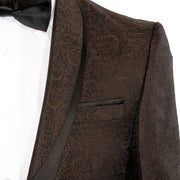 Men's Brown Damask 2-Piece Slim-Fit Suit