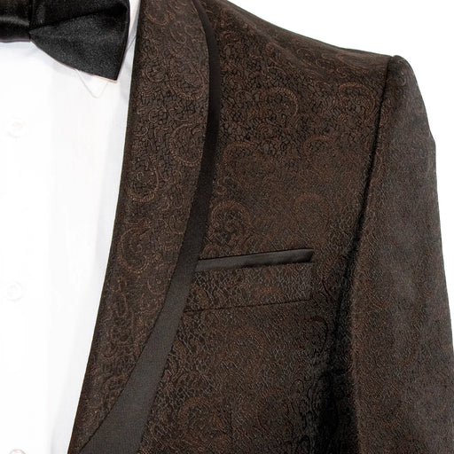 Men's Brown Damask 2-Piece Slim-Fit Suit