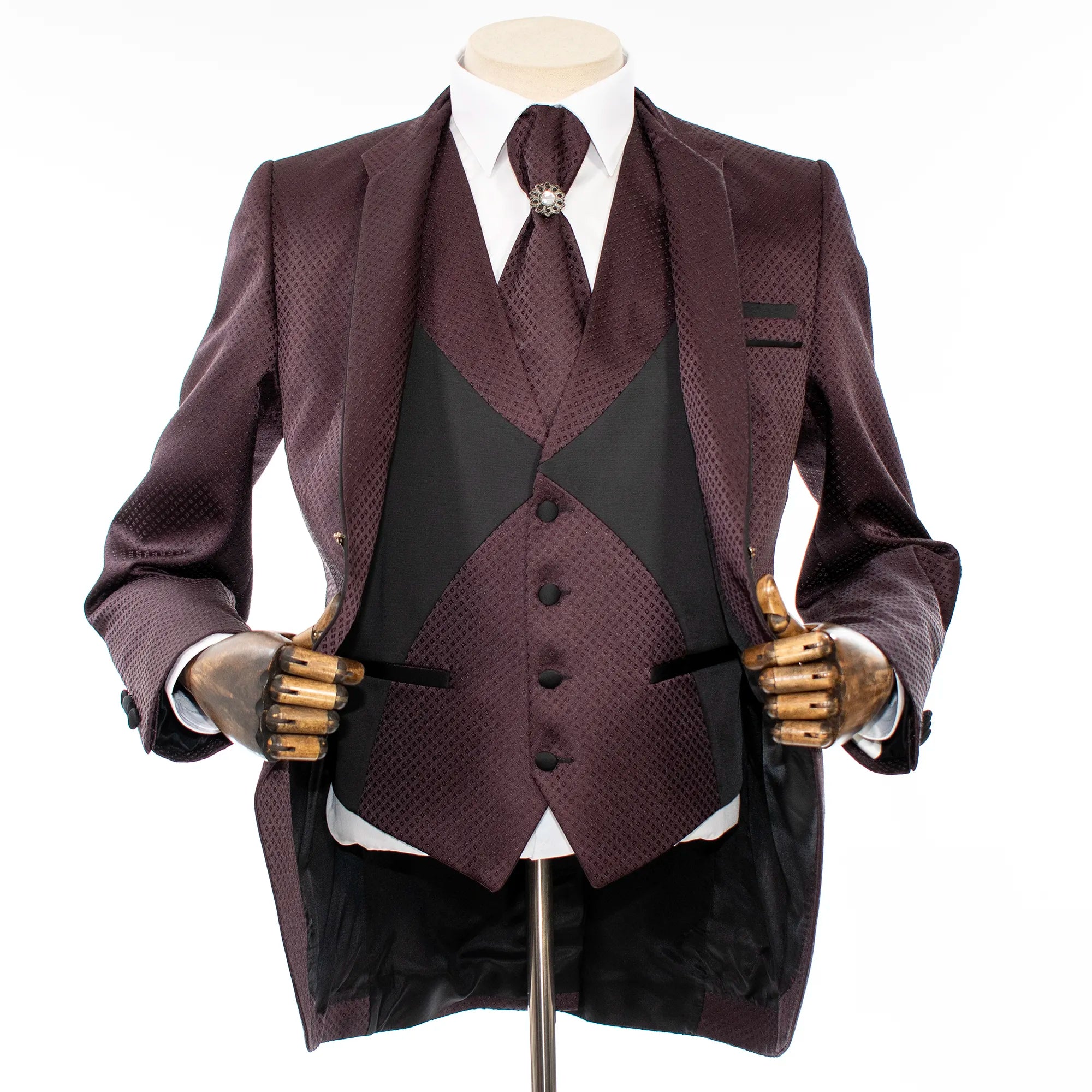 Burgundy 3-Piece Tailored-Fit Western Tuxedo