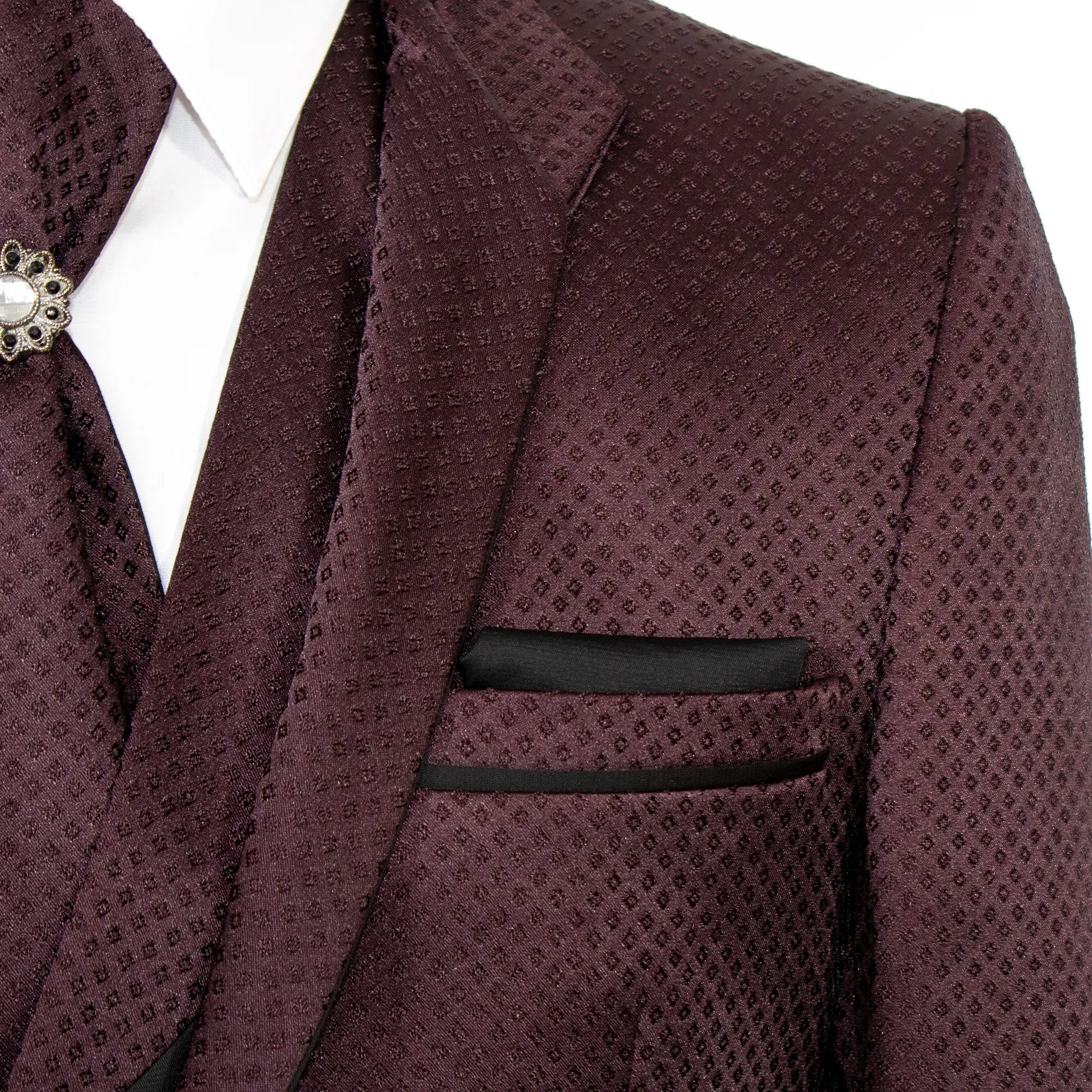 Burgundy 3-Piece Tailored-Fit Western Tuxedo