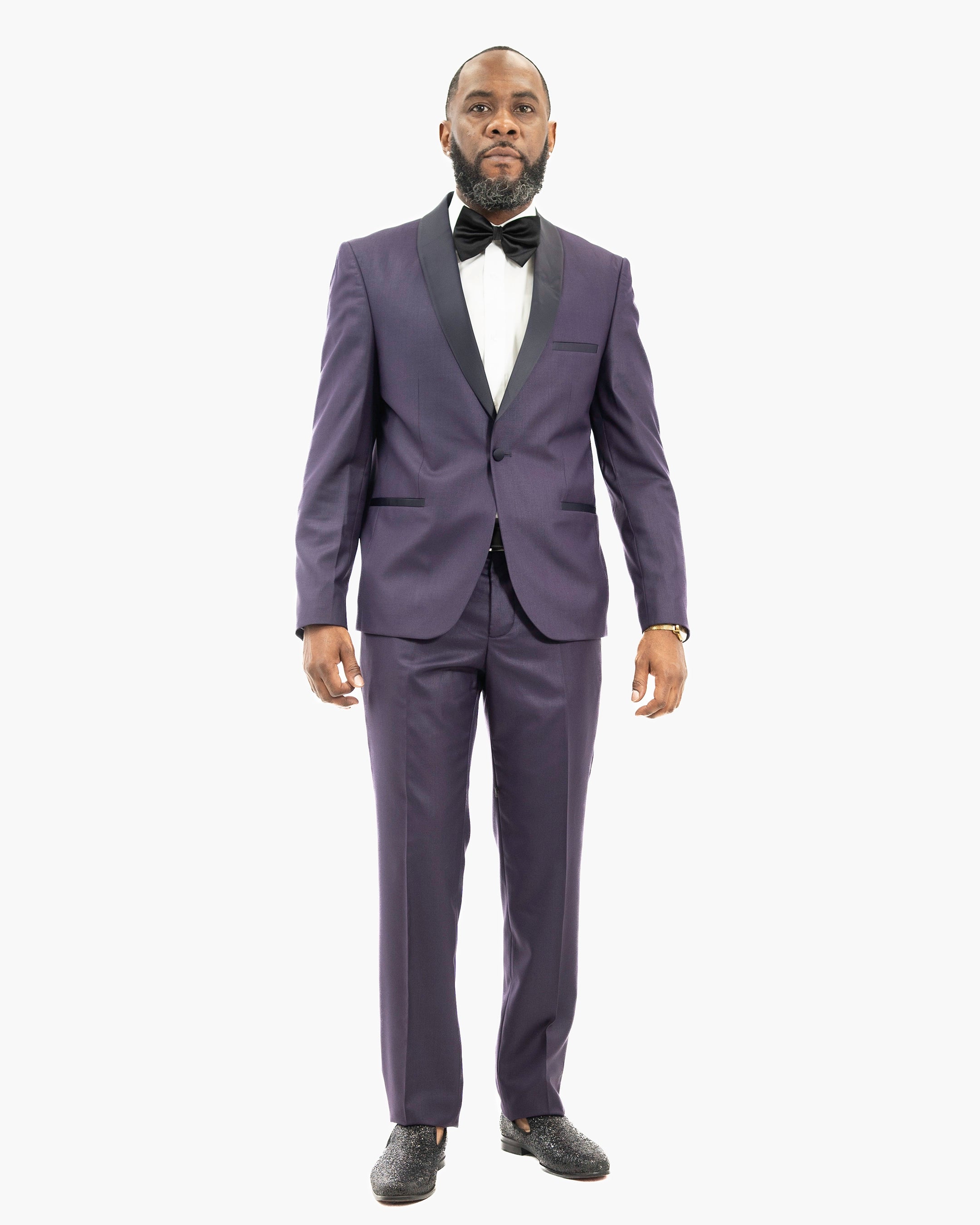 Eggplant Solid 2-Piece Slim-Fit  Tuxedo