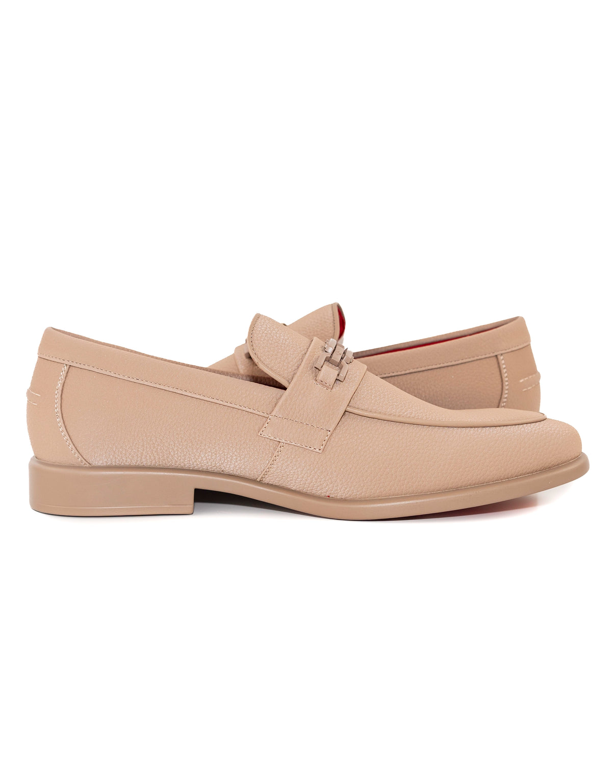Taupe Split-Grain Leather Bit Dress Loafer Shoes | Outside View | Dolce Vesta
