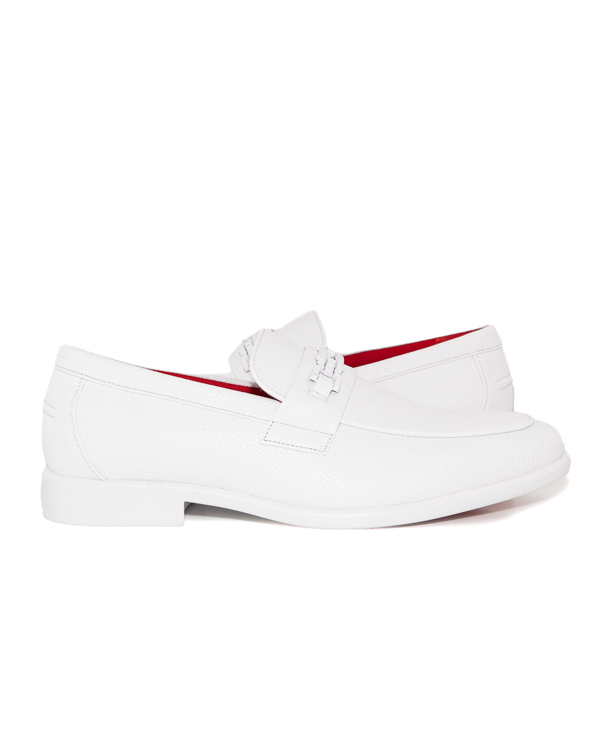 White Split-Grain Leather Bit Dress Loafer Shoes | Outside View | Dolce Vesta