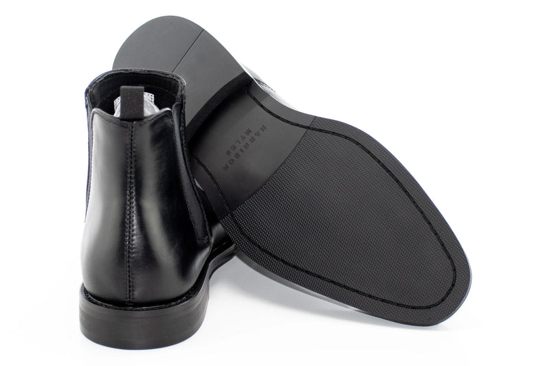 Black Leather Slip-On Chelsea Boot
