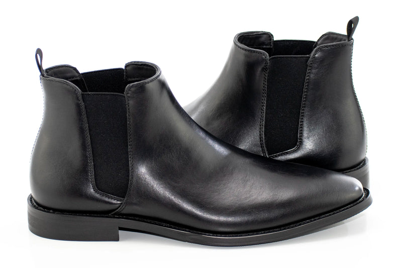 Black Leather Slip-On Chelsea Boot