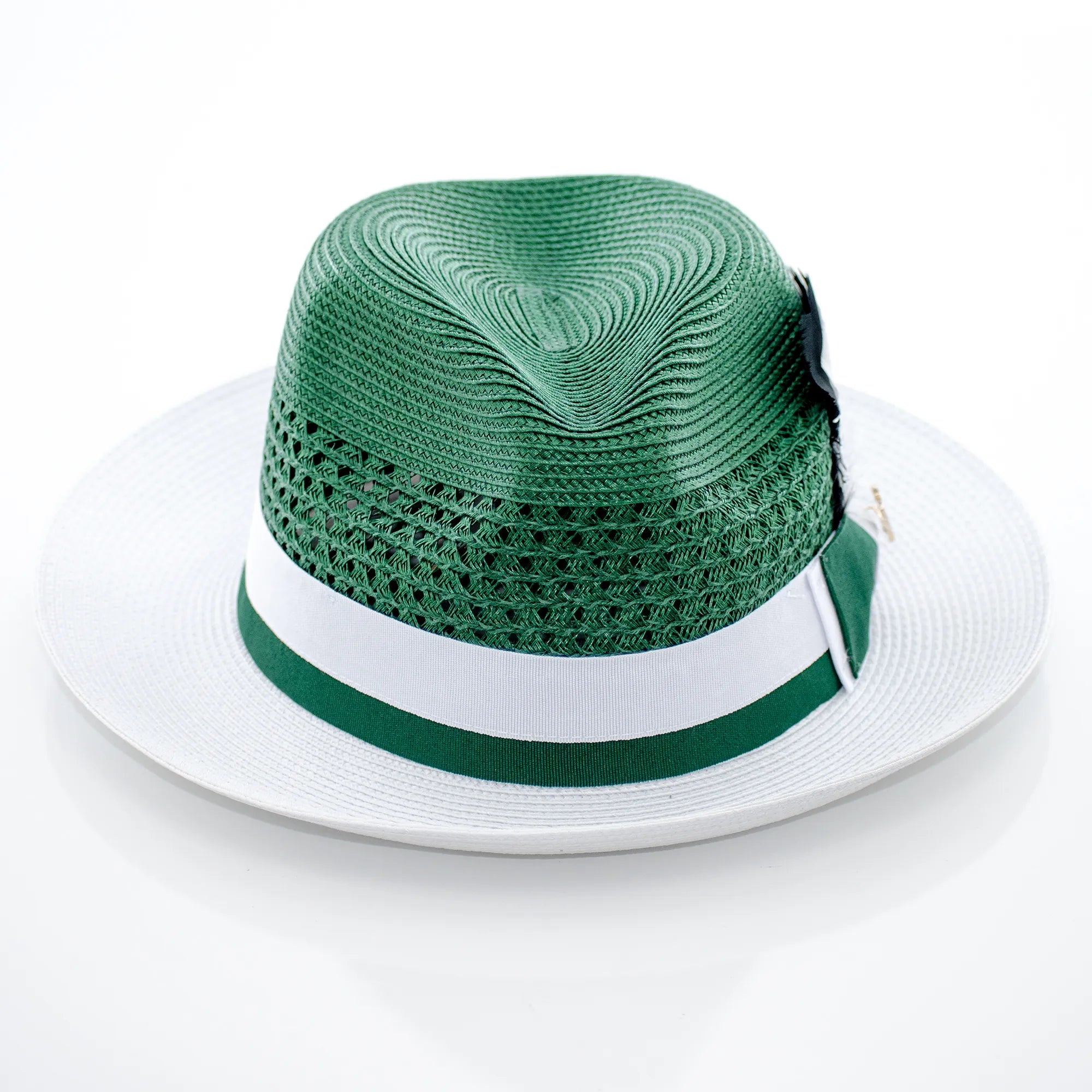 Two-Tone Snap-Brim Straw Fedora Hat
