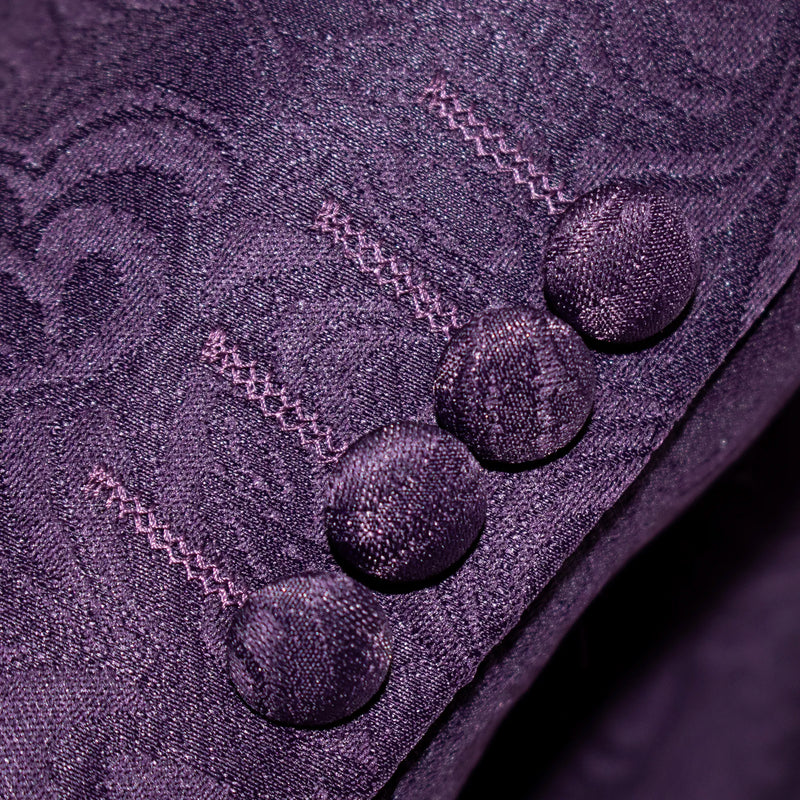 Eggplant Baroque No-Lapel 3-Piece Slim-Fit Tuxedo