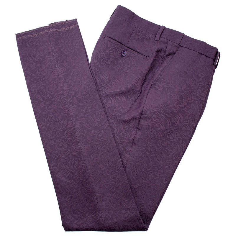 Eggplant Baroque No-Lapel 3-Piece Slim-Fit Tuxedo