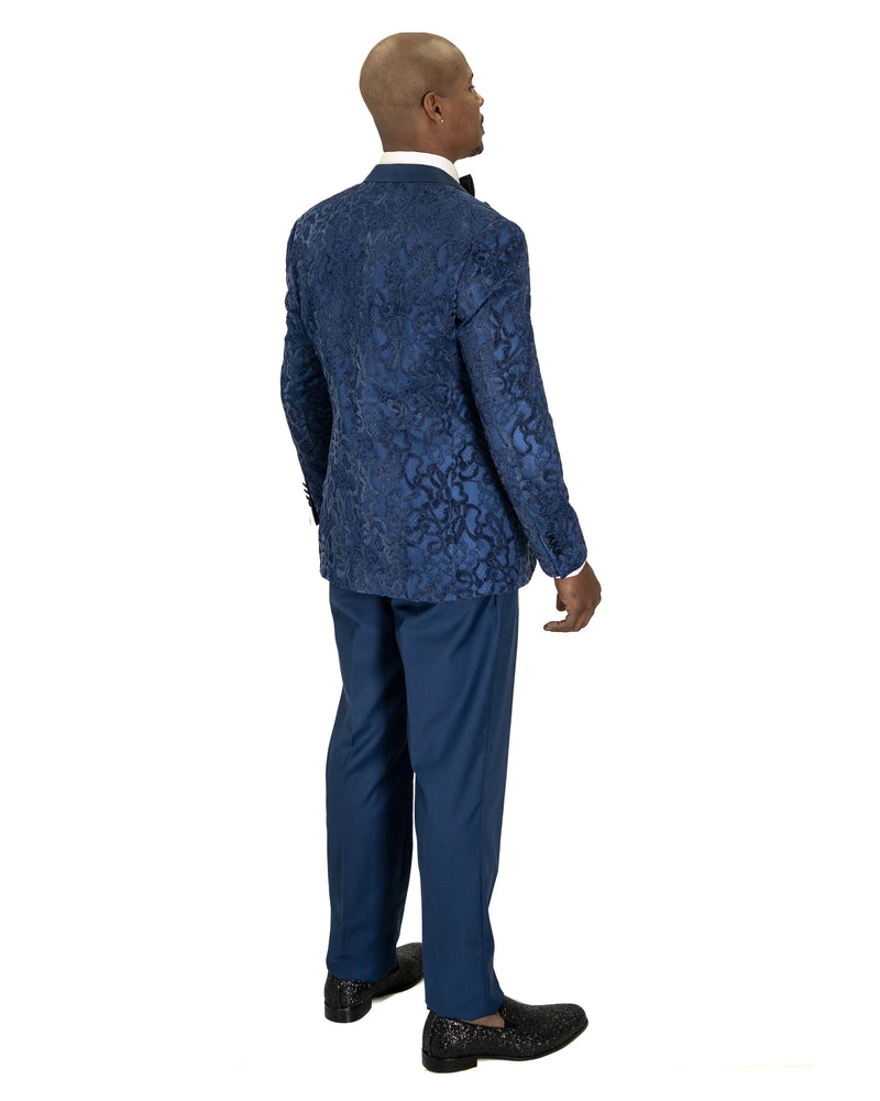 Sapphire 3-Piece Tailored-Fit Damask Tuxedo