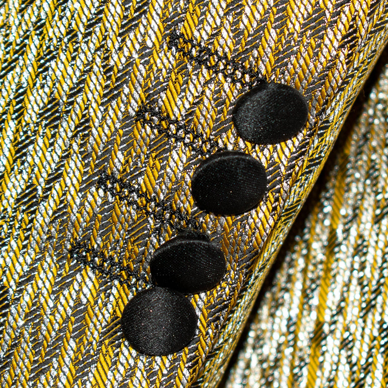 Gold Metallic Patterned 3-Piece Tailored-Fit Tuxedo