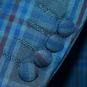 Indigo Plaid 3-Piece Modern-Fit Suit With Peak Lapels