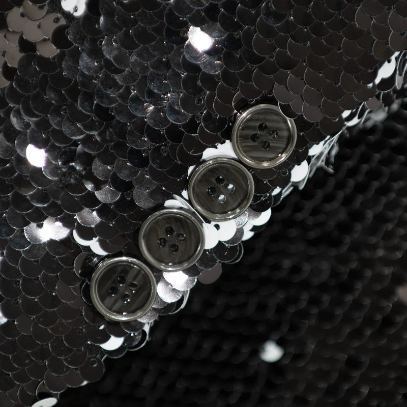 Black and White Sequined Slim-Fit Dinner Jacket