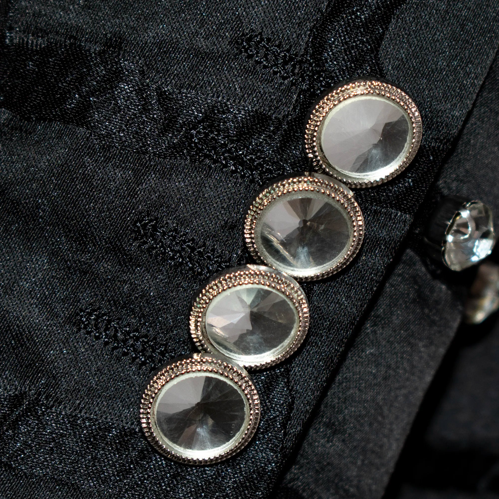Black Large Rhinestone Slim-Fit Tuxedo Jacket