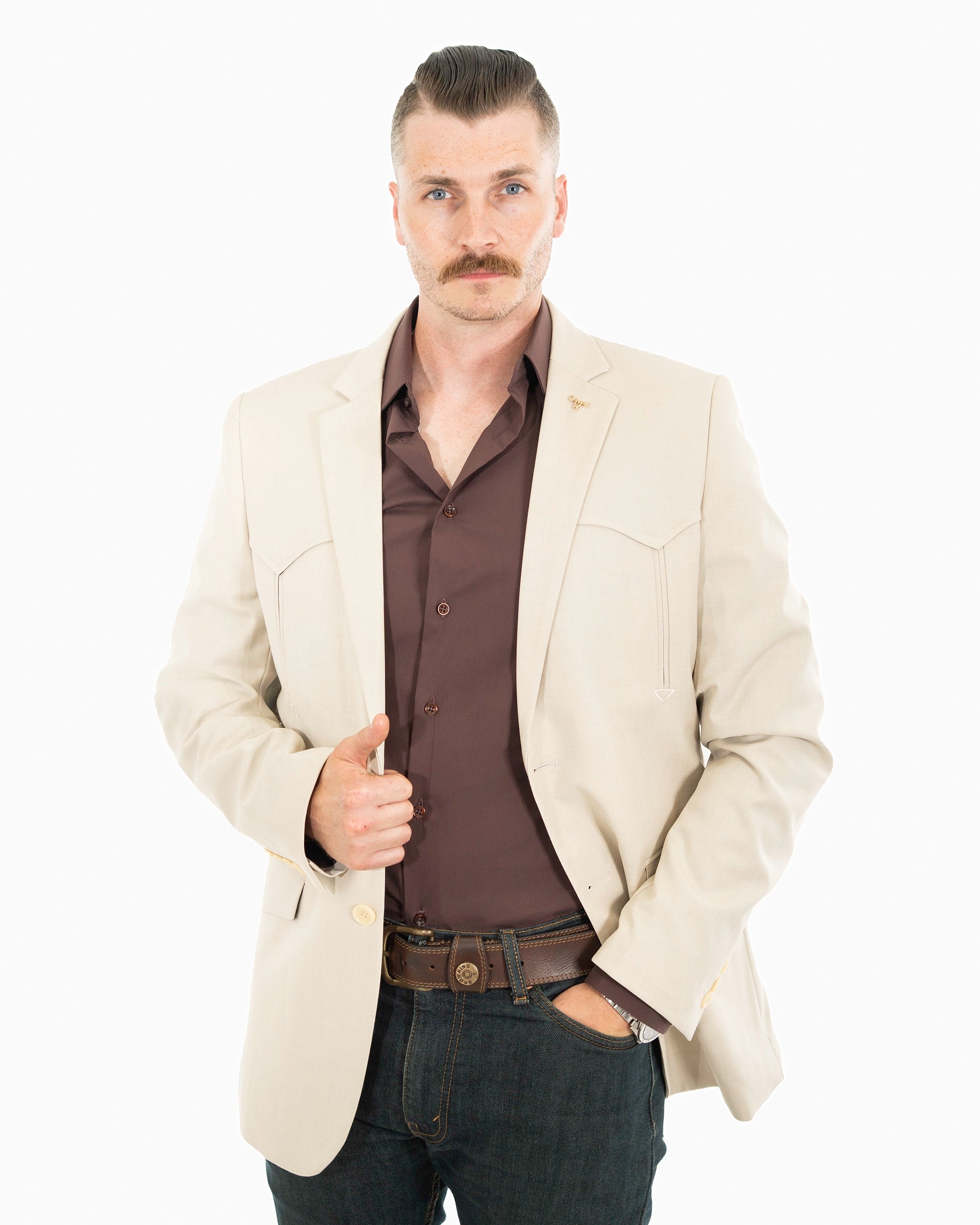 Western Double-Button Modern-Fit Blazer