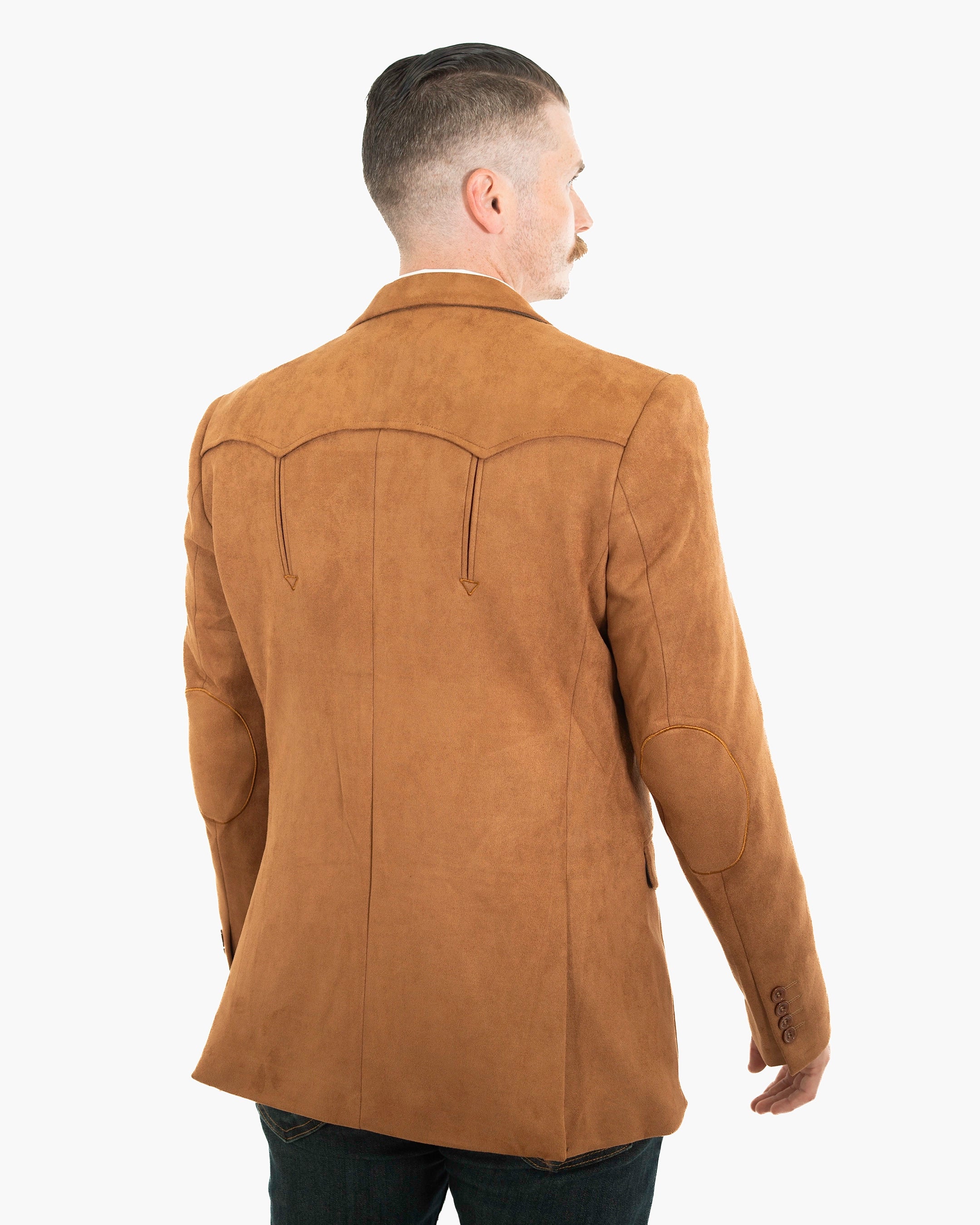 Camel Western Modern-fit Blazer with Suede Yokes | Back | Dolce Vesta