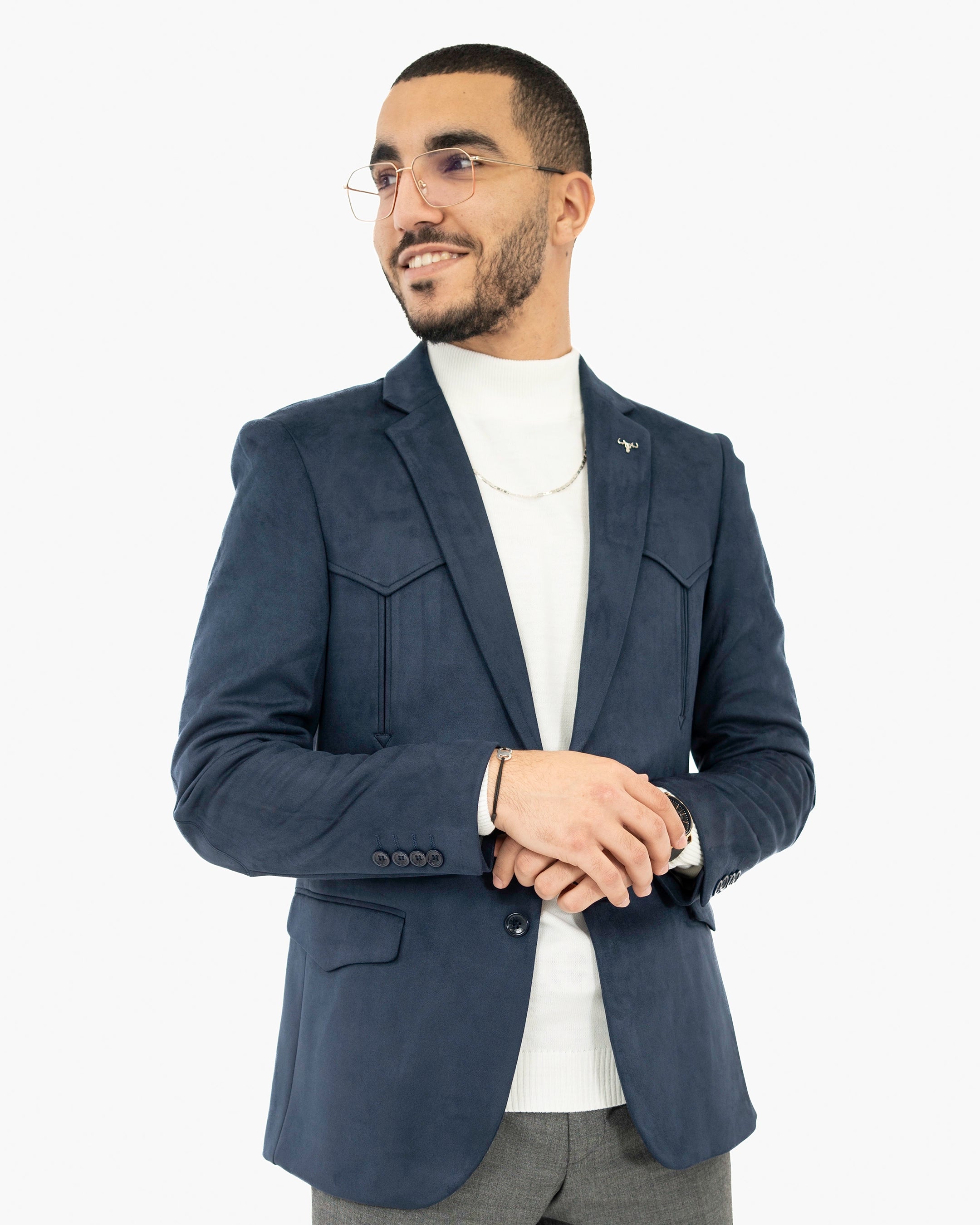 Western Modern-Fit Blazer with Suede Yokes