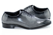 Gray Patent Leather Oxford Lace-Ups