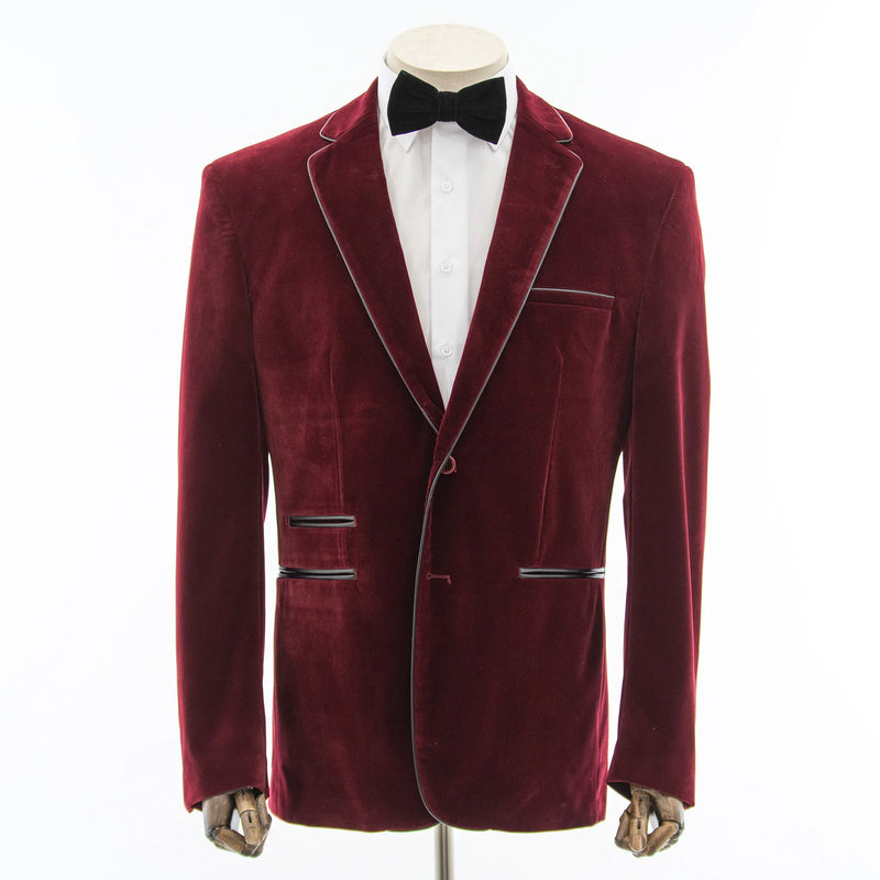 Burgundy Velvet Slim-Fit Dinner Jacket