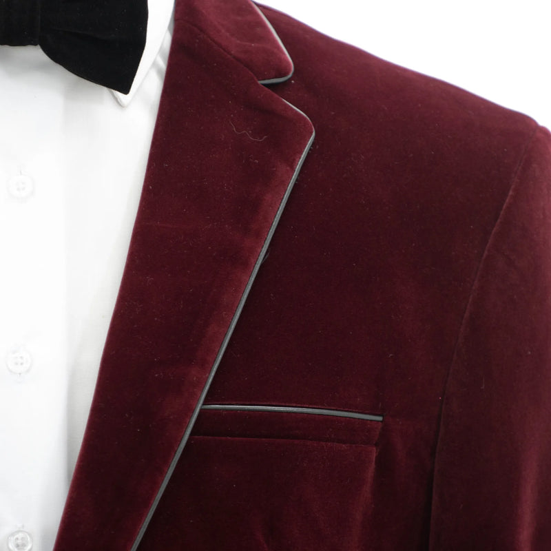 Burgundy Velvet Slim-Fit Dinner Jacket