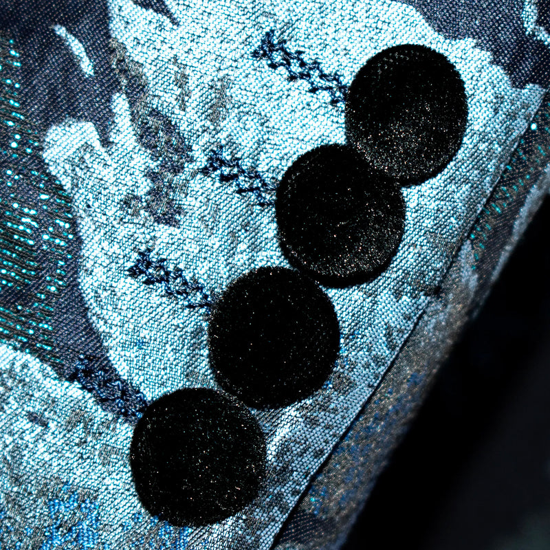 Sapphire Metallic Floral Slim-Fit Tuxedo Jacket