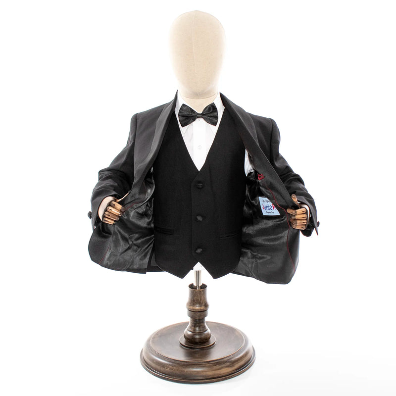 Kids' Black 3-Piece Tuxedo With Satin Shawl Lapels