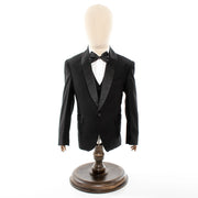 Kids' Black 3-Piece Tuxedo With Satin Shawl Lapels