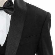 Kids' Black 3-Piece Tuxedo With Satin Shawl Lapels