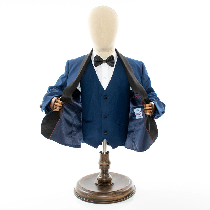 Kids' Blue 3-Piece Tuxedo With Satin Shawl Lapels