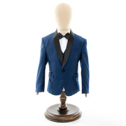 Kids' Blue 3-Piece Tuxedo With Satin Shawl Lapels